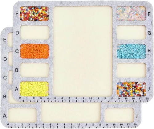 BENECREAT 2 Piezas Alfombrilla de Fieltro para Cuentas, Tableros Rectangulares de Diseño de Cuentas de Fieltro con Escala Alfabética en Centímetros,