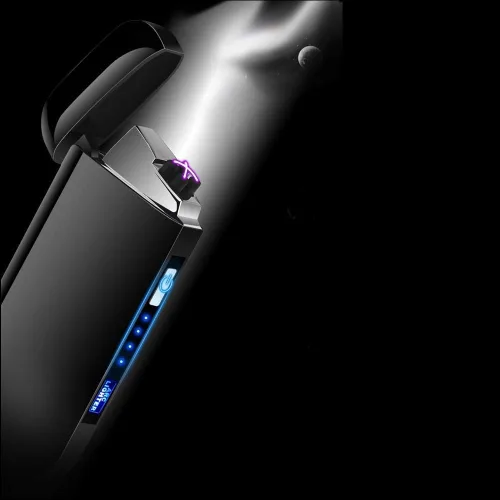 Miniatura 3 de Encendedor eléctrico de plasma de doble arco ancho, encendedor recargable por USB, resistente al viento, sin llama, encendedor de moda, sin butano