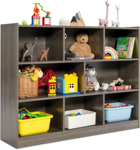 Miniatura 10 de HONEY JOY Organizador de almacenamiento de juguetes para niños, estante de almacenamiento de 8 secciones para preescolar, organizador de estante