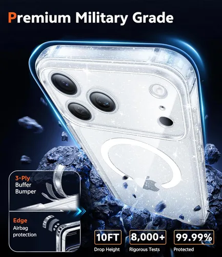 Miniatura 1421 de FNTCASE Funda para iPhone 13 Pro-Max: Fundas magnéticas transparentes compatibles con Magsafe Slim anti amarillamiento protección contra caídas