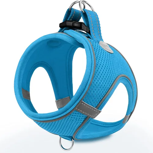 Miniatura 10 de Joytale arnés para perro, 12 colores, chaleco de malla transpirable, arnés acolchado suave reflectante para perros medianos, negro, XL.