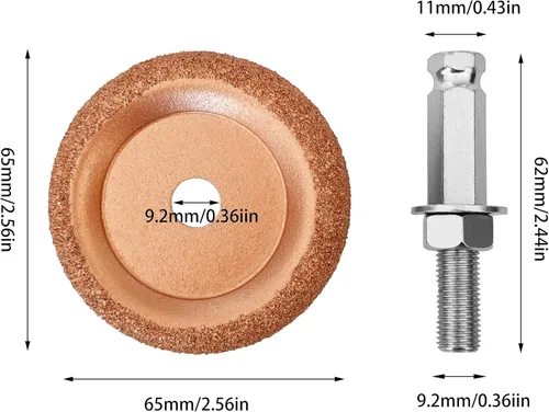 Miniatura 2 de BT-M122a Kit de rueda de pulido para reparación de neumáticos. 2 1/2 "(63 mm) 60 Grit 2 pcs/kit con adaptador de cambio rápido
