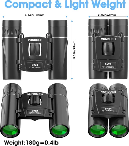Miniatura 6 de Mini prismáticos compactos para adultos y niños – Binocular pequeño impermeable de alta potencia de fácil enfoque, ideal para observación de aves