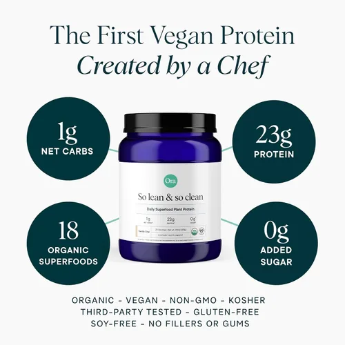 Miniatura 2 de Ora Organic Polvo de proteína vegana - 23g de polvo de proteína a base de plantas para mujeres y hombres Fuente de proteína limpia, apto