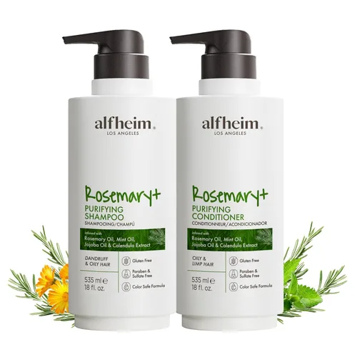 ALFHEIM Set de Champú y Acondicionador Purificante de Romero+ – Cuidado Equilibrante para Cabello Graso y Fino con Aceites de Romero, Menta y Jojoba