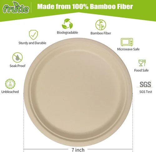 Miniatura 2 de Paquete de 150 platos de papel de 7 pulgadas, platos de papel desechables resistentes sin blanquear para fiestas grandes, picnics, uso diario