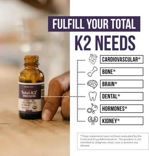 Miniatura 4 de Total K2® Vitamina K2 como MK7 y MK4 Cofactor Plus K1 y vitamina D3 – 620 mcg de K2 por porción – All-Trans MK7 de MenaQ7® – Vitamina K