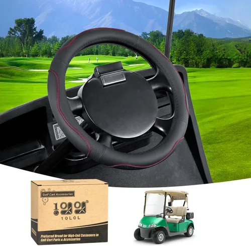 Miniatura 10 de 10L0L Funda para volante de carrito de golf de 13 pulgadas para EZGO TXT y RXV, piel sintética antideslizante y sensación de agarre cómodo, negro