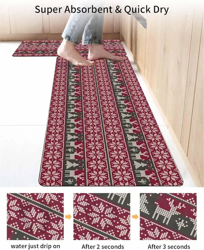 Miniatura 4 de Tapete de baño rojo de Navidad para bañera, antideslizante, de secado rápido y absorbente, tierra de diatomeas, fregadero de ducha, lavable, tapete