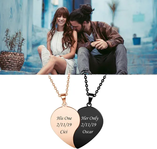 Miniatura 6 de Zysta Collares personalizados de rompecabezas de corazón a juego para parejas novio novia mujeres hombres yinyang para parejas collar con colgante