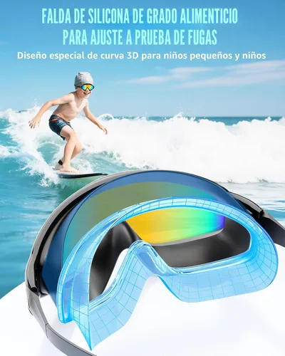 Miniatura 6 de Aegend Nuevo paquete de 2 gafas de natación de visión amplia para niños, gafas antivaho/anti-UV sin fugas con tapones para los oídos para niños de 3