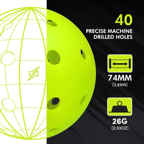 Miniatura 8 de Bolas de Pickleball Dinkly, Bolas de Pickleball para Exteriores Aprobadas por USAPA, Bola de Pickleball con Mayor Durabilidad con Diseño