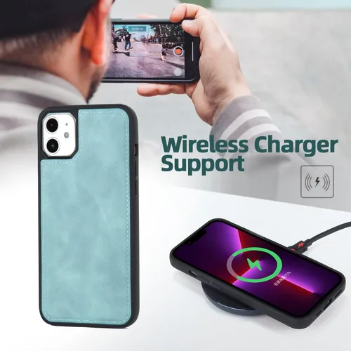 Miniatura 3 de TwoHead Funda tipo cartera para iPhone 11 con tarjetero y funda magnética desmontable para teléfono, funda de piel sintética para mujeres/hombres