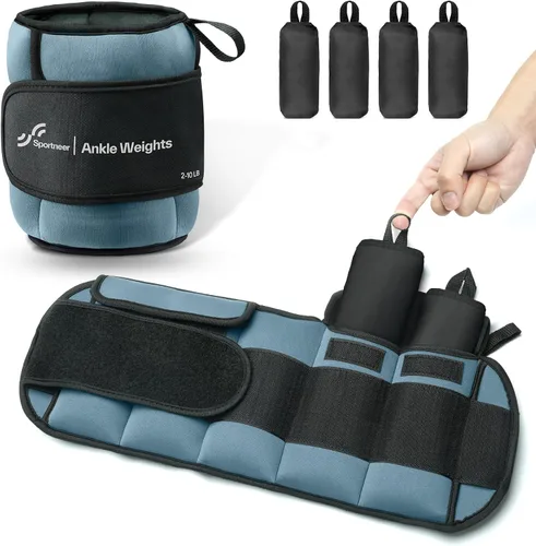 Miniatura 9 de Sportneer 20 libras/par de pesas de tobillo ajustables para mujeres y hombres, peso de pierna modularizado para yoga, caminar, correr, aeróbicos