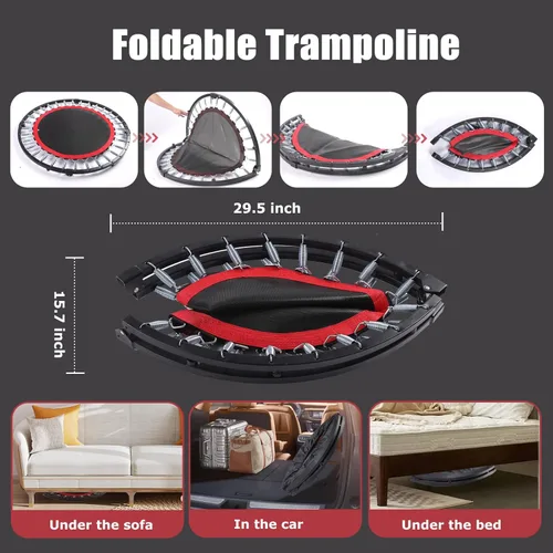 Miniatura 3 de Rebounder Trampoline for Adults, 40"/50" Foldable Spring Fitness Trampoline - 450 lbs Capacity, Quiet & Stable Indoor/Outdoor Exercise Equipment for