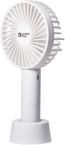 Miniatura 3 de Comfort Zone Ventilador recargable de mano personal, 4 pulgadas, 3 velocidades, batería de iones de litio, cable micro USB, potente, mini ventilador
