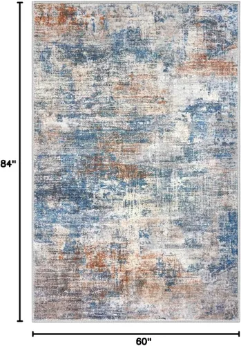 Miniatura 593 de IOHOUZE Alfombra abstracta lavable de 3 x 12 pies para pasillos, antideslizante para cocina, camino de entrada de lana sintética para interiores