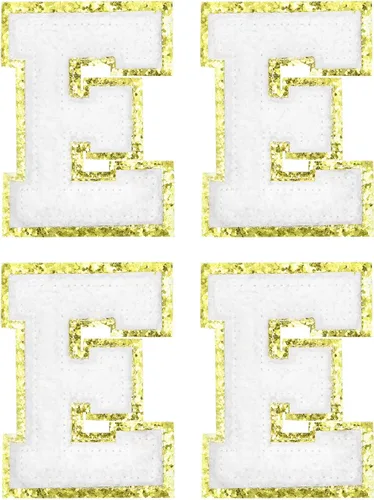 Miniatura 10 de MECCANIXITY 4 parches de letras de felpilla termo-adhesivas con letras del alfabeto blanco, talla M, 3 pulgadas de altura para ropa, zapatos