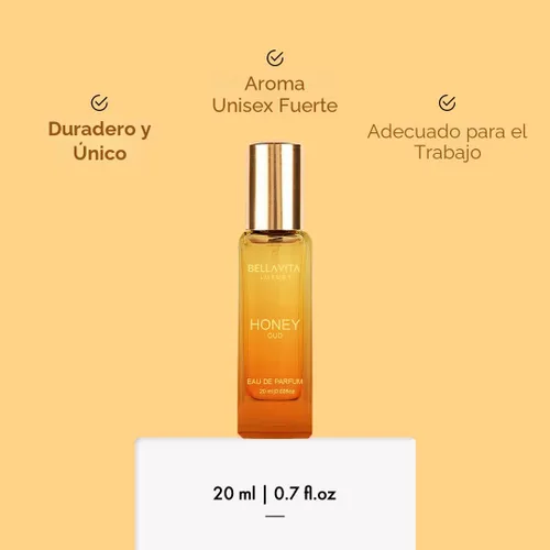 Miniatura 4 de Bella Vita Luxury Honey OUD Eau de Parfum Edición de Viaje Tamaño de Bolsillo 20 ml Perfumes Mini de Larga Duración para Mujeres Notas: Pachulí