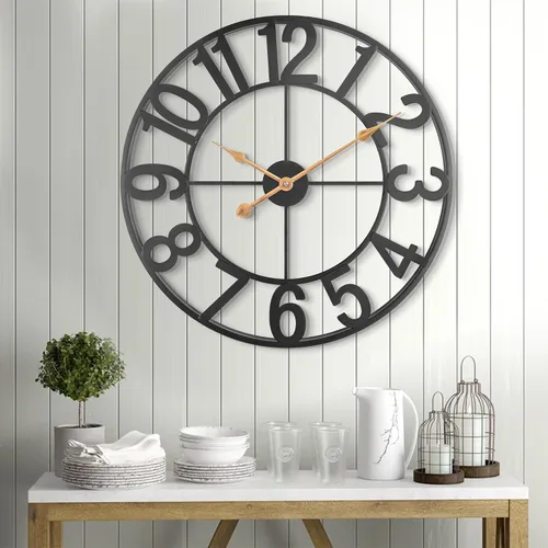 Miniatura 6 de Reloj de pared grande de 30 pulgadas, silencioso, sin tictac, funciona con pilas, moderno reloj de pared analógico redondo de metal redondo
