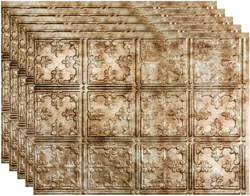 Miniatura 26 de FASÄDE Panel decorativo para salpicaduras de vinilo de estilo tradicional / patrón 10 en bronce antiguo (muestra de 6 x 6 pulgadas)