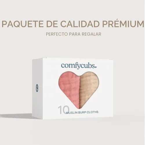 Miniatura 6 de Comfy Cubs - Juego de paños de muselina para eructos de 20 x 10 pulgadas, paquete de 10, tamaño grande, de 6 capas, 100% algodón, absorbentes, Multi