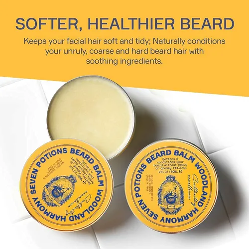 Miniatura 2 de Seven Potions Bálsamo para barba de 2 onzas. Suavizante de barba 100% natural con aceite de jojoba. Hace que tu barba sea suave, detiene la picazón