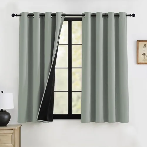Miniatura 44 de RYB HOME Cortinas opacas grises de 63 pulgadas de largo para dormitorio, cortinas de ventana 100% opacas con aislamiento térmico y reducción