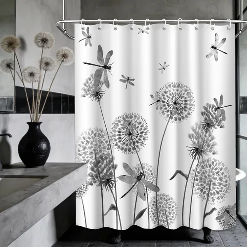 Miniatura 99 de Cortina de ducha floral para primavera y verano, flores silvestres, flores y mariposas, decoración de baño, tela impermeable con ganchos, 70