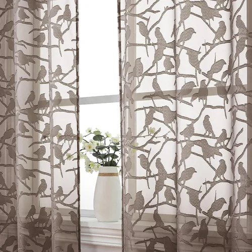 OVZME Anji - 2 paneles de cortinas traslúcidas de gasa marrón de 72 pulgadas de largo para dormitorio, doble bolsillo para barra, tela ligera y