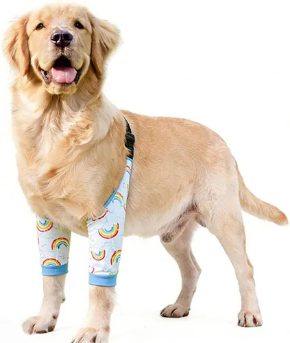 Miniatura 15 de Manga de recuperación para perros con banda elástica para piernas o articulaciones lesionadas, tirantes ajustables para patas delanteras de rosado