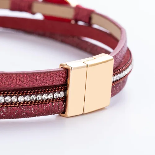 Miniatura 132 de FANCY SHINY - Pulsera de cuero estilo bohemio, pulsera de cuentas de cristal con cierre magnético, regalos de joyería para mujer