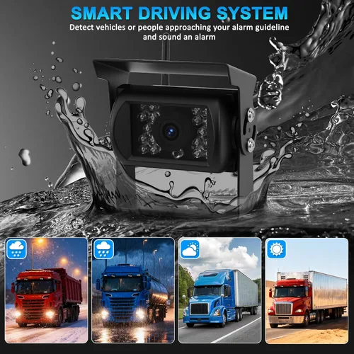 Miniatura 6 de Sistema de cámara de respaldo de 4 canales, 10.1 pulgadas, 1080p, IP69, impermeable, reproducción de grabación DVR, Bluetooth, radio FM, reproductor