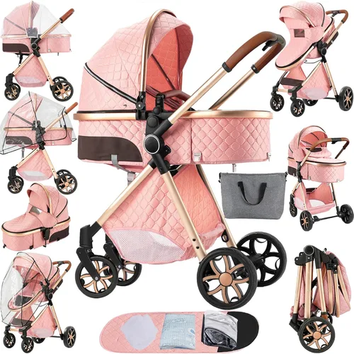 Miniatura 18 de Cochecito de bebé 2 en 1 reversible portátil estándar, cochecito convertible plegable para bebé, carriola para recién nacidos, capazo plegable de 2