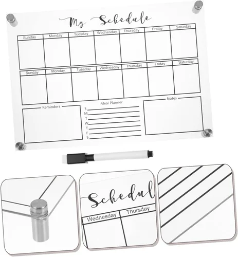 Miniatura 4 de 1 juego de pizarra de planificador semanal, menú de borrado en seco, mini congelador, pizarra de calendario de borrado en seco, pizarra blanca