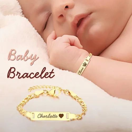 Miniatura 8 de WNNNS Pulsera de identificación personalizada con barra de nombre, regalos de joyería para bebés, niñas, niños, mamá, papá, parejas, para baby