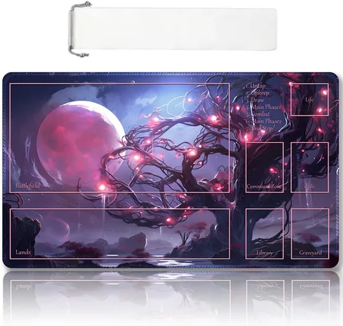 Miniatura 9 de Tapete de juego MTG cosido de alta calidad con zonas y parte trasera de goma antideslizante, tapete de juego TCG para MTG y otros juegos de cartas