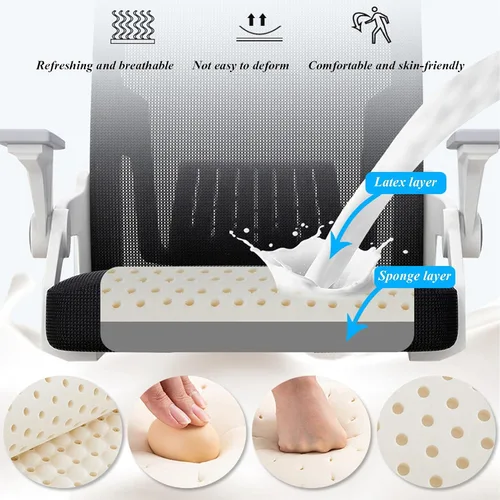 Miniatura 6 de Silla de oficina ergonómica de malla, silla de escritorio ejecutiva de computadora con respaldo alto con reposacabezas y reposabrazos abatibles