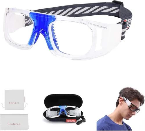 Miniatura 11 de SooGree Sports Glasses - Racquetball Goggles Basketball Football Eye Protective Almohadilla de nariz blanca con marco gris G8042