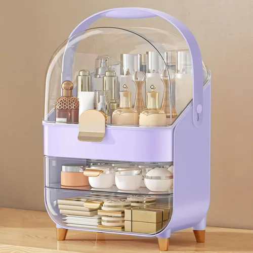 Miniatura 15 de Organizador de maquillaje para encimera, soporte para cuidado de la piel, organizador de mostrador de baño, caja de almacenamiento, vitrinas