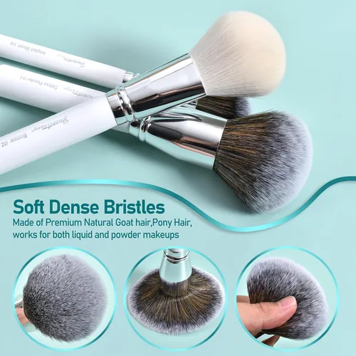 Miniatura 5 de Conjunto de brochas profesionales para maquillaje de 26 piezas, brochas de maquillaje de pelo de cabra natural real etiquetadas, conjunto de brochas