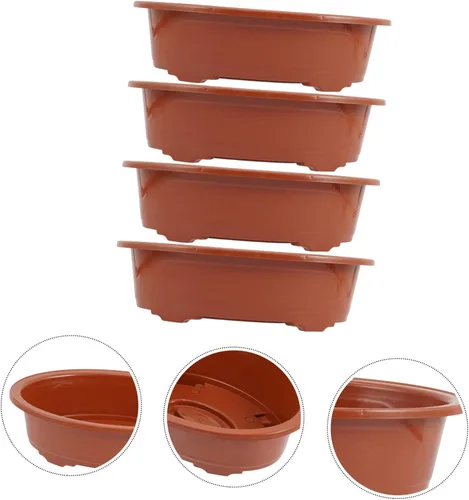 Miniatura 3 de HANABASS 4 macetas de plástico para decoración de habitación, macetas de jardín para interiores y exteriores, bonsái, macetas de plástico