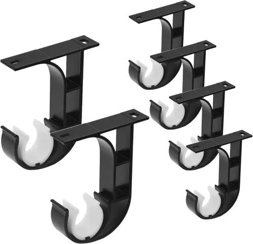 Miniatura 8 de Paquete de 4 soportes para barra de cortina de techo, soportes resistentes para cortineros, ganchos para barra de cortina de techo, soportes