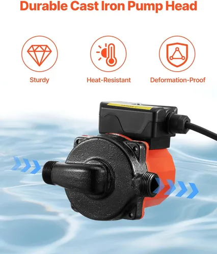 Miniatura 5 de VEVOR Bomba de Recirculación de Agua Caliente, 10 GPM, Sistema de Bomba Circuladora de Circulación Instantánea, Control de 3 Velocidades, 0.13 HP