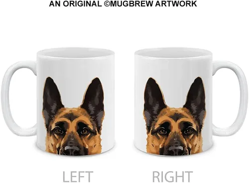 MUGBREW Taza de café de cerámica con perro pastor alemán negro y canela, taza de té, 11 onzas Perro pastor alemán bronceado negro