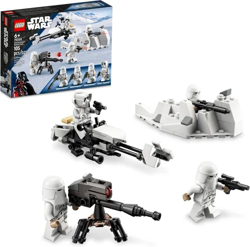 LEGO Star Wars Snowtrooper - Paquete de batalla 75320, juguete de construcción con 4 figuras, lanzadores y bicicleta rápida, idea de regalo para