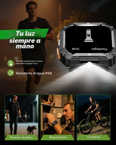 Miniatura 3 de Relojes inteligentes para hombre (luz láser y batería de 100 días), reloj de fitness de 1.95 pulgadas: reloj inteligente militar impermeable