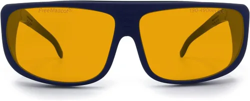 FreeMascot Profesional OD 6+ 190nm-490nm Longitud de onda Violeta/Azul Laser Gafas de Seguridad para 405nm, 445nm, 450nm, 473nm Laser