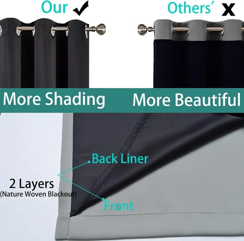 Miniatura 5 de Yakamok - Cortinas 100% opacas para dormitorio, bloqueo de luz, aislamiento térmico, reducción de ruido, cortinas opacas
