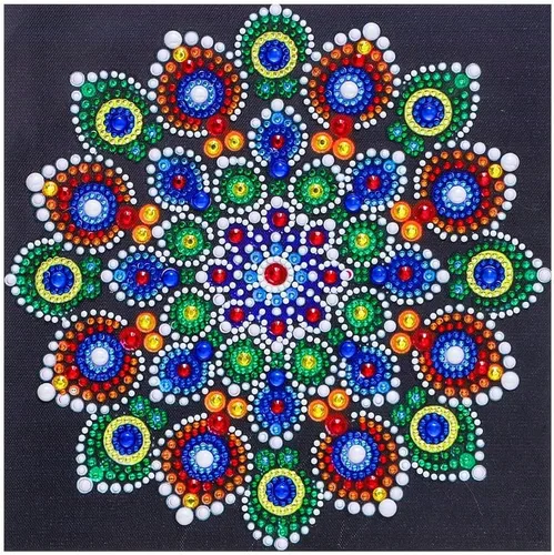Miniatura 9 de LUSandy Kit de pintura de diamantes de mandala colorido 5D para adultos, taladro parcial, pintura de diamantes de mandala luminosa